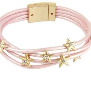 SAACHI Pink Leather Stars Bracelet